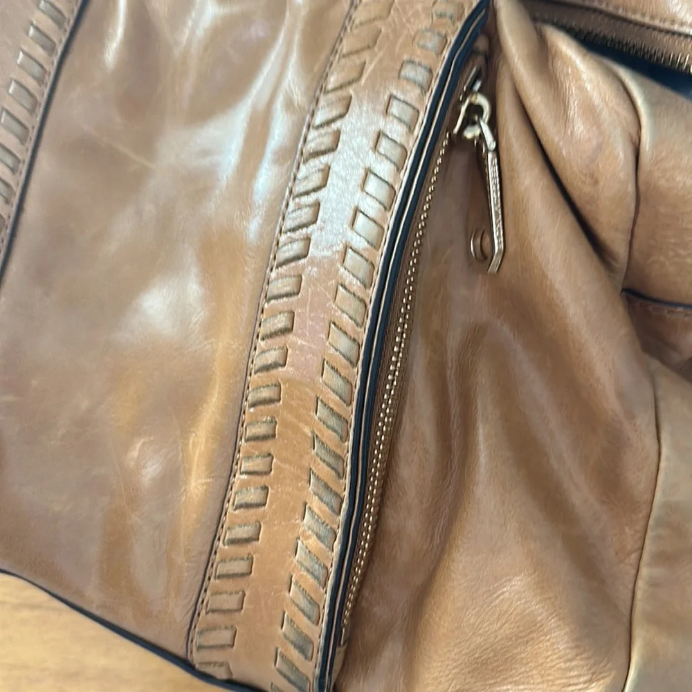 REBECCA MINKOFF Camel Vanity Zip Satchel Detachable Strap Purse Bag - Picture 7 of 8